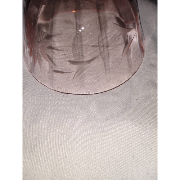 Pink depression glass sherbet flower etched stemware glasses (set of 5) - Picture 7 of 8